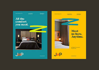 JzP Brading & Identity branding clean corporate identity coworking design hotel identity illustration lime logo minimalism orange petrol print serif type typography yellow