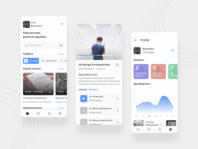 E-learning app UI design e learning e learning app education app learning app minimalist ui ui design uidesgn uiux user interface ux ux design