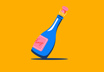 Inktober - Open bottle celebration champagne cork design gold illustration inktober open vector