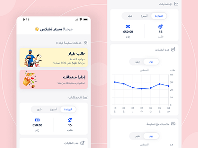 Home page - Vendor app challenge client courier dailyui dashboard design food food delivery home page illustration manage mobile app design package statistics stats taslema ui ui ux design ux vendor