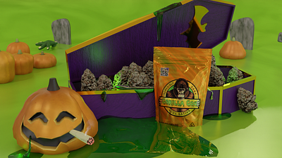 Gorilla Goo Halloween Advertisement Concept 3d advertisement blender halloween illustration marketing pumpkin