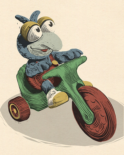 Baby Gonzo Toy childrens illustration illustration linoleum muppet toy woodcut