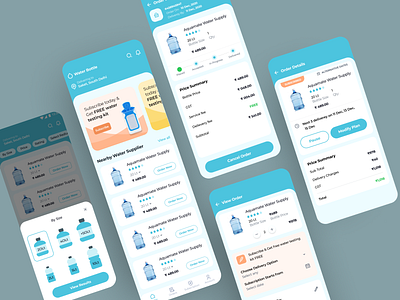 Drinking Water Delivery App Concept Exploration colors concept concert design experiment exploration explore medium blog ui uiux user interface ux visual design water bottle