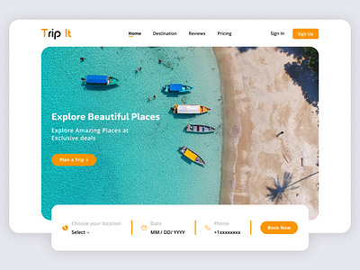 Travel Landing Page adventure flight home page landing page minimal outdoors ticket booking tourism tourist travel travel agency travel agent travel guide traveller travelling trip planner web webdesign website website design