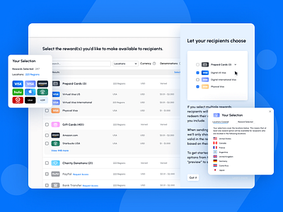 Reward selection helpers chart complex tables product design reporting ui ui design