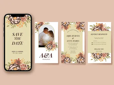 SOCIAL MEDIA TEMPLATE IG STORY card design floral illustration instagram story invitation social media template watercolor wedding