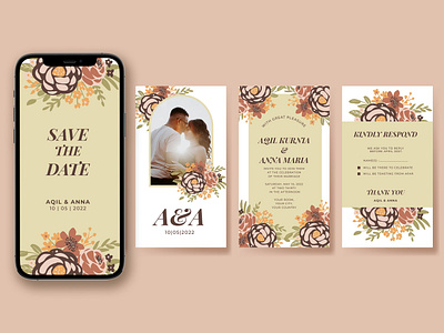 SOCIAL MEDIA TEMPLATE IG STORY card design floral illustration instagram story invitation social media template watercolor wedding
