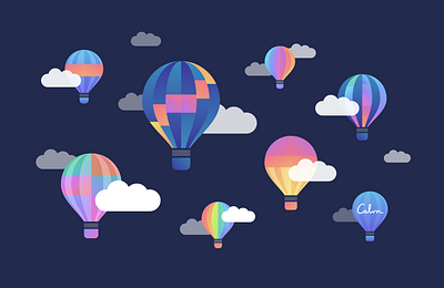 Hot Air Balloon Swag calm clouds gradients hot air balloon illustration rainbow vector