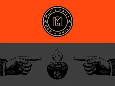 Moe's grill. branding cow fastfood fresh grill identity illustration logo logomark minimal typography