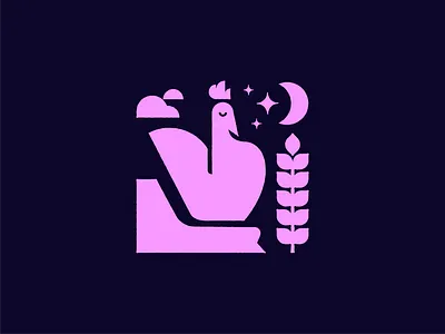 Night design farm fill illustration moon night rooster shape sleep texture