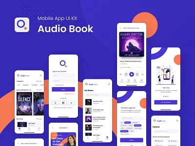 Audio Book | Free UI Kit app dailyui figma free freebies mobile design ui ui design ui kit uiux ux