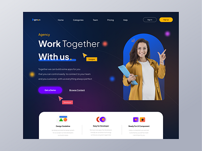 Creative Agency Website agency branding creative creative agency darkmode design digital agency funny happy mobile app odama owwstudio piqo design qclay trends ui uiux web web design website agency