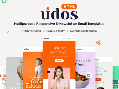 Udos - Multipurpose Responsive E-Newsletter Email Templates agency campaign monitor creative e newsletter education email marketing email template html mailchimp marketing medical mobile friendly modern newsletter psd responsive retail travel ui ux