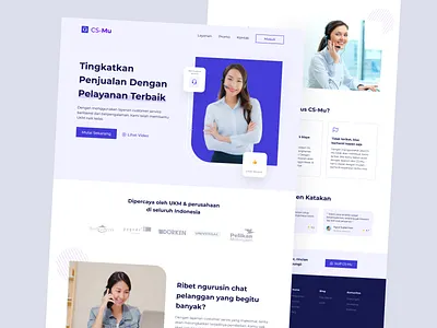 CSMu - Customer Service Landing Page 🔥 blue clean customerservice design landingpage minimal sas ui web