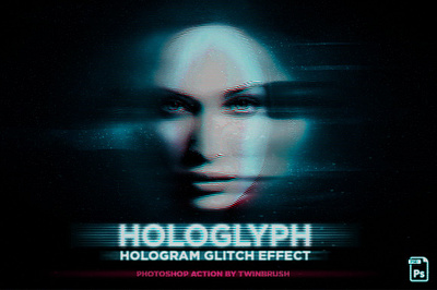 Hologlyph - Hologram Glitch Effect 3d animation app branding bundle clipart collection design graphic design illustration logo motion graphics ui