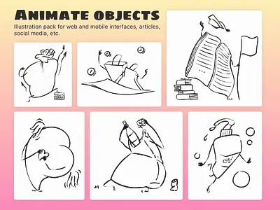Animate objects, emotional illustrations adobefresco animate art graphic design illustration illustrator interface illustrations raster ui design