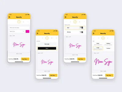 Neonify - Neon Sign Order Process android clean flat ios layout light mobile app neon responsive typography ui ui design ui ux user experience user interface ux ux design web website websitestyle