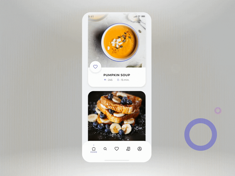 Recipe App. Video recipe. app cooking feed minimal motion video