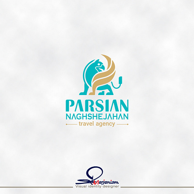 parsian naghshejan travel agancy logo branding griffin logo logotype marjannavab parsian persian travel agency travelagancy typography