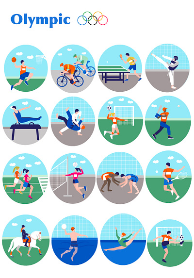 Icon illustrations Olympic design digital graphic design illustration illustrator minimal olympic pr procreate procreate art sports vector