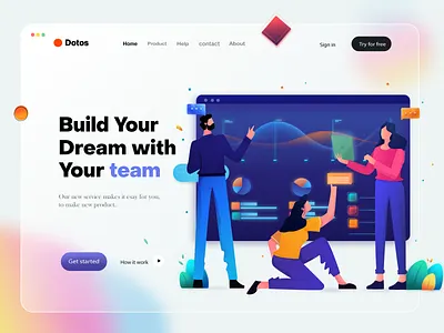 Creative Team Illustration 2d branding character creative design flat illustration help idea illustration illustrator interface landing landingpage people trend2022 ui ux web website workplace