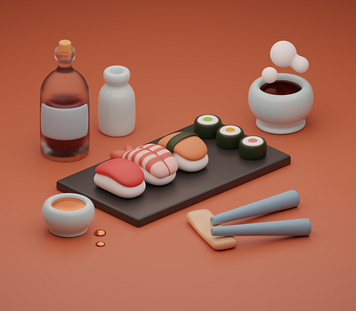 3D Japanese Food 2.9 blender 3d 3d art 3d blender 3d food 3d illustration 3d modeling art blender c4d cinema 4d design food graphic design illustration render sushi ui