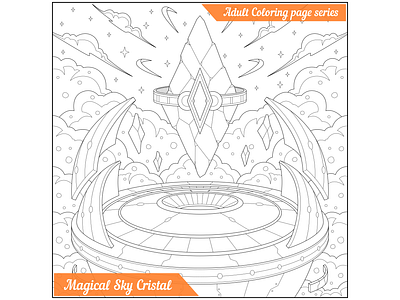 Magical Sky Crystal art artwork book coloring book coloring page creative design designs fantasy graphic design illustration line lineart outline sketch vector vector illustration