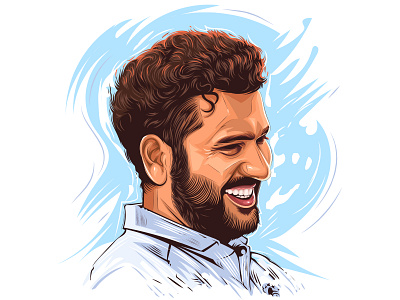 portrait art vector animation artist cricket cricket vector art design graphic graphic design illustration indian cricketer logo odi world cups portait portrait illustration rohit sharma vector artwork