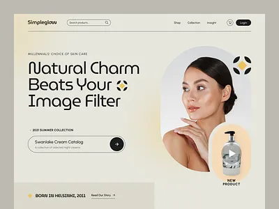 Simpleglow - Skincare Web Design Exploration beautiful beauty daily ui design dribbble header hero section landing page model modern okoslam product design skin care ui ui design ux design web design women