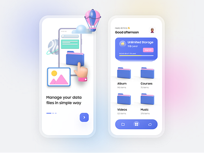 File Manager App app concept creative design figma file manager app frosty minimal mobile app design modern ui uidesign ux