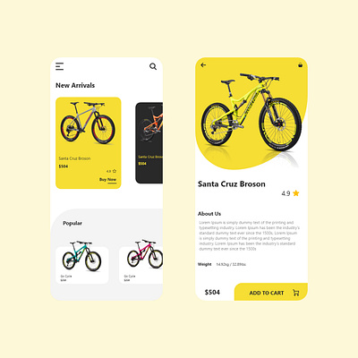 Cycle Store App Design | e-commerce app design | Xd app design cycle store cycle store app design ecommerce app design soft ui design trends graphics ui ux xd app design xd design