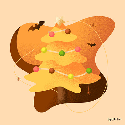 Halloween x Christmas combination? bat christmas combine decoration design draw effect grain grainy graphic design halloween illustration inspiring texture tree vector xmas