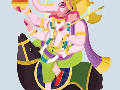 Vijaya Ganesh Illustration design flat ganesha ganpati gold graphic design graphics illustration illustrations illustrator india lord vector