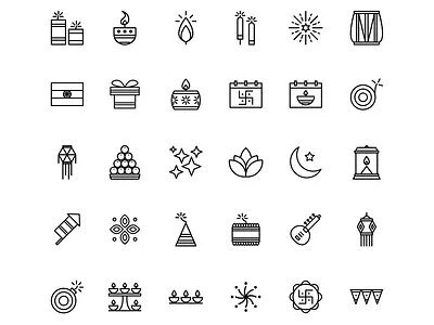 Diwali Festival - Icon Pack deepavali design divali diwali festival festive flat icon icons india lights ui ux