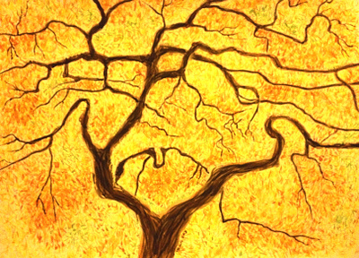 Autumn Fire art autumn cell design fall fire growth painting tree vector veins watercolor