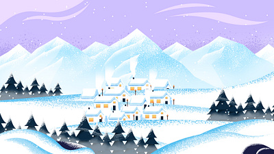 Winter Village art beast bigfoot color design dribbble gradient ice illustration landscape mountain nature snow texture tree vector yeti