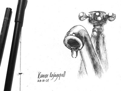 Inktober2021- Leak 2021 art artwork design drawing fine art illustration inktober2021 kumarr kumarrajagopall line drawing pen pen and ink sketch tap