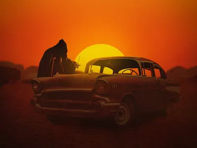 Death Reaper composition digitalart dusk evening orange photo composition photo editing photoshop photoshop composit sunset