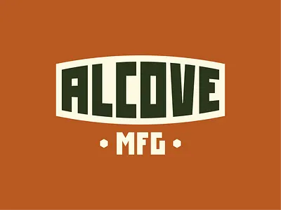 ALCOVE MFG LOGO badge design font industrial logo typography vector