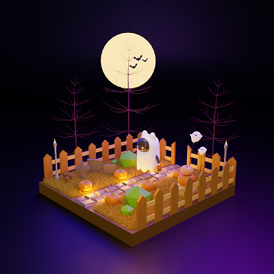 Spooky season 3d animation b3d blender cat design digital art halloween illustration render