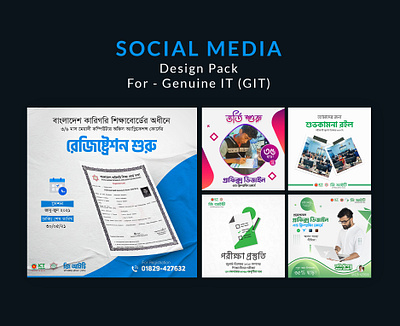 Social Media Pack for Genuine IT (GIT) advertising social media design design agency facebook post design graphic design instagram post design social media design social media design template