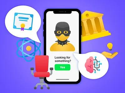 Random icons set composition atom bank brain chair creative flat funny icon idea illustration logo ui vector