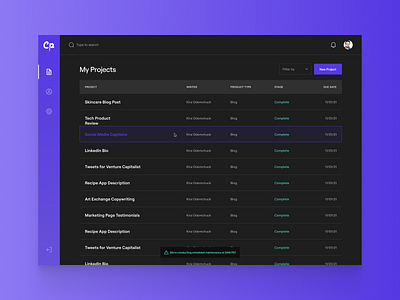 Compose.ly Dashboard – Dark Mode clean dark mode dashboard design digital flat minimal mockup simple web