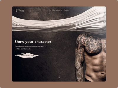 Tattoo room web site brutal button design empathy illustration inspiration man saloon tattoo ui ux web