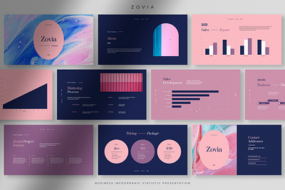 Zovia - Infographic Statistics Presentation clean colorful company corporate google slides gradient infographic infographics keynote modern photography pitch deck portfolio statistic statistics studio unique web design web development website