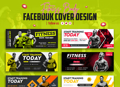 Gym Web Banner Template | Fitness facebook cover advertising branding creative design graphic design minimal new social mefia banner timeline cover banner training unique