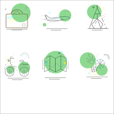 Icons 2d design flat graphic design icons illustration lines travel vector