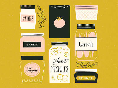Vectober 23 - Harvest can canning feminine food illustration inktober jar mid century texture vectober vegetable vintage