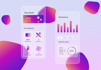 Design for a mobile book app app screen app ui app uiux appdesign design glass glassmorphism mobile acreen mobile app mobile app design mobile app screen mobile ui ui ui design ui screen uiux design ux ux design uxui