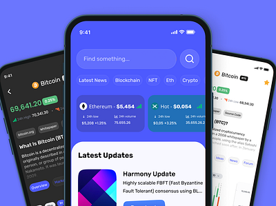 Crypto News&Wallet app bitcoin crypto design eth nft ui ux